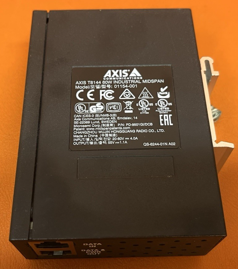 Axis T8144 60W Industrial Midspan PoE Injector 20-60VDC 01154-001