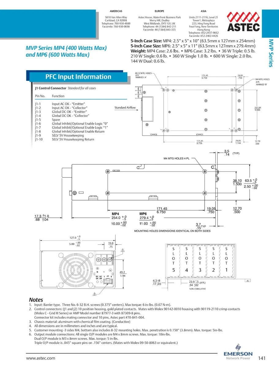 Astec Emerson MVP Series MP6-2Q-1G-1H-NNN-0N Modular Switching Power Supply 600W