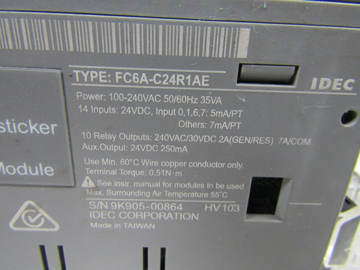 IDEC MICROSMART FC6A-C24R1AE & IDEC FC6A-J8CU1