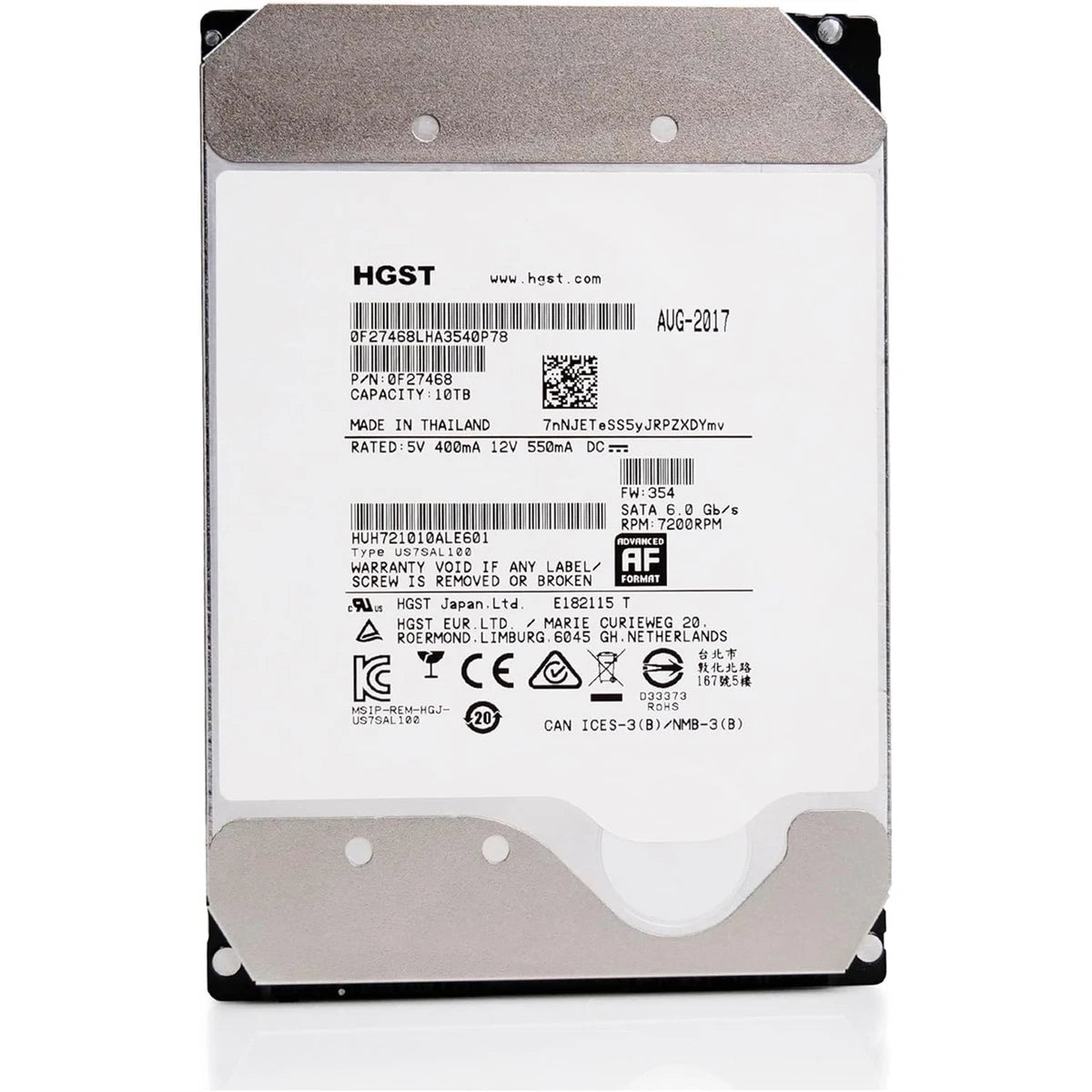 HGST WD Ultrastar DC HC510 10TB 7200RPM SATA 6Gb/s 3.5" SED Hard Drive