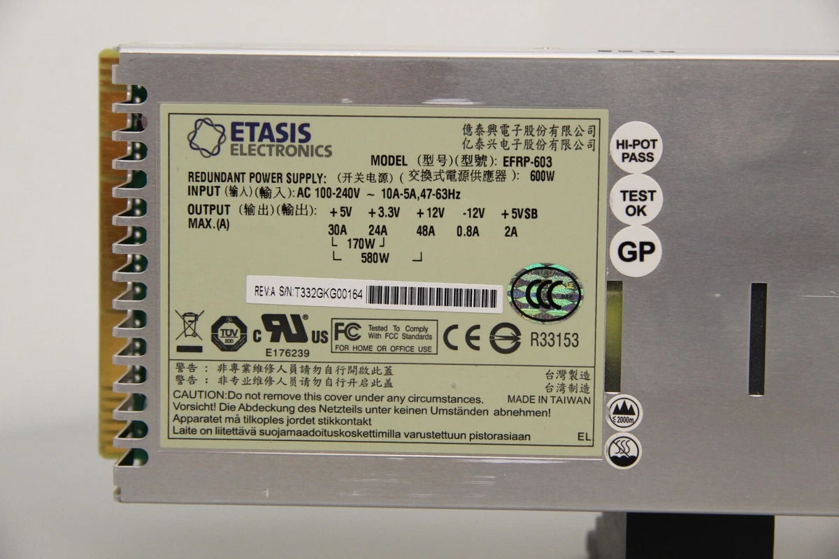 Etasis EFRP-603 Server Power Supply AC100-240V 600W Fully Tested