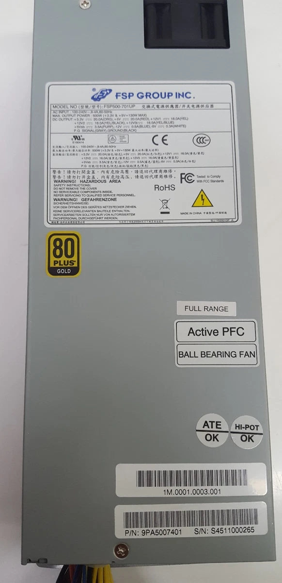 FSP Group Inc. FSP500-701UP 500W Power Supply 80+ Gold