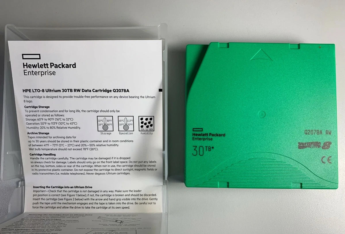 HP / HPE LTO-8 Cartridge # Q2078A Ultrium 30TB- Tape Drive Storage / Brand New