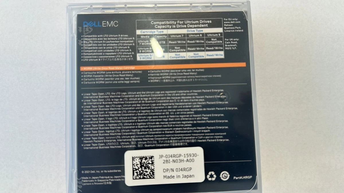 Dell/EMC 0J4RGP LTO 9 Ultrium 9 data cartridge 18TB/45TB WORM Write Once Read Ma