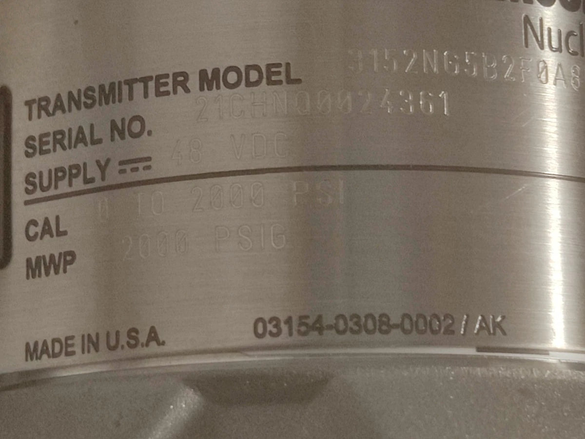 Rosemount 3152N Nuclear Differential Pressure Transmitter 0–2000 PSI 48VDC