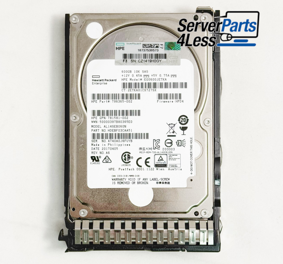 781577-001 HP 600GB 12G SAS 10K 2.5IN SC ENT HDD 781516-B21