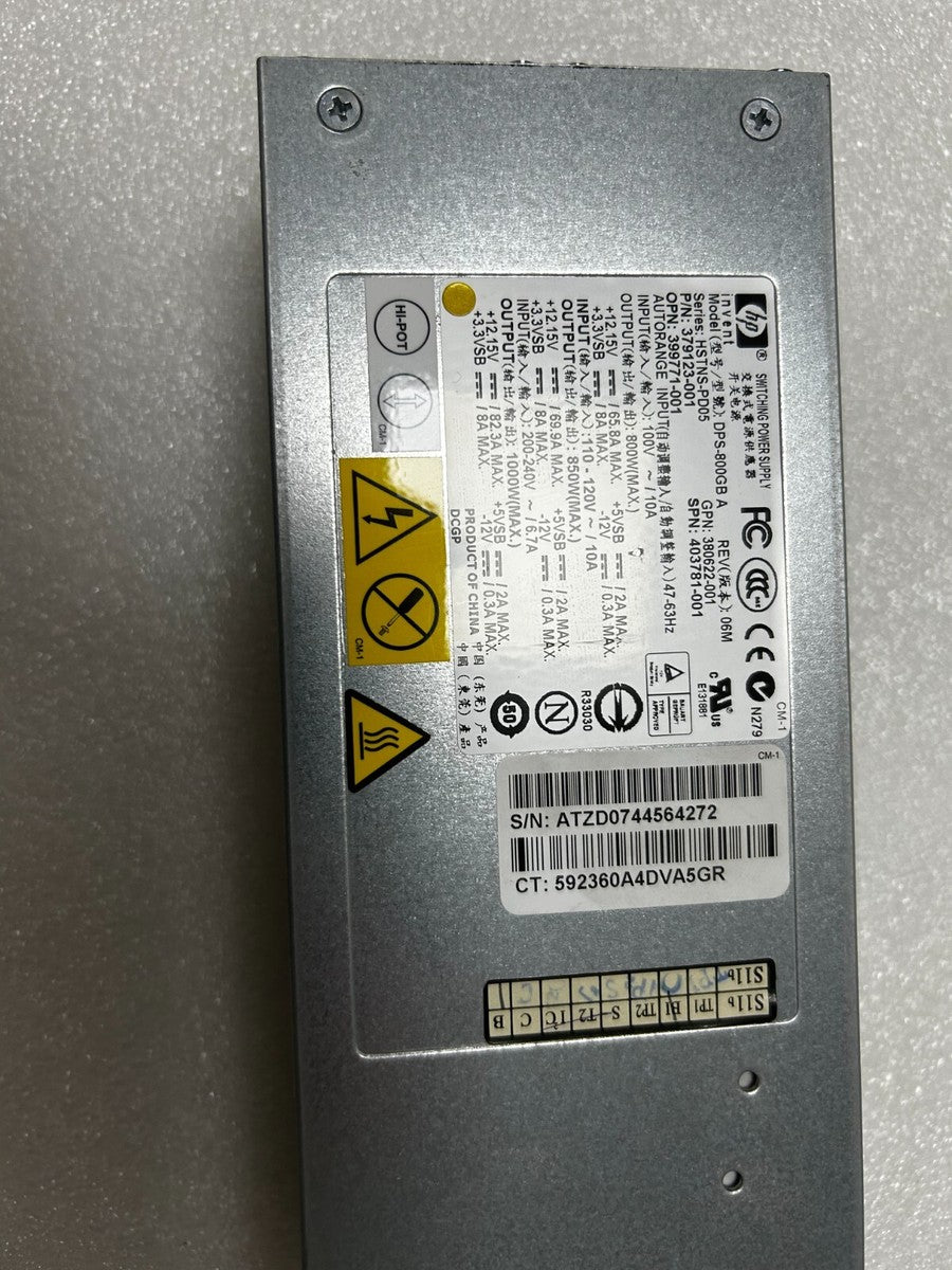 HP 399771-001 403781-001 379124-001 DPS-800GB A 1000W power supply 379123-001