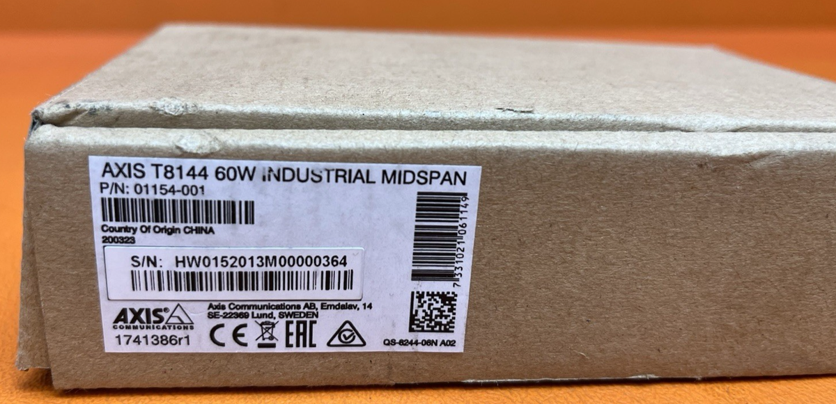 Axis T8144 60W Industrial Midspan PoE Injector 20-60VDC 01154-001