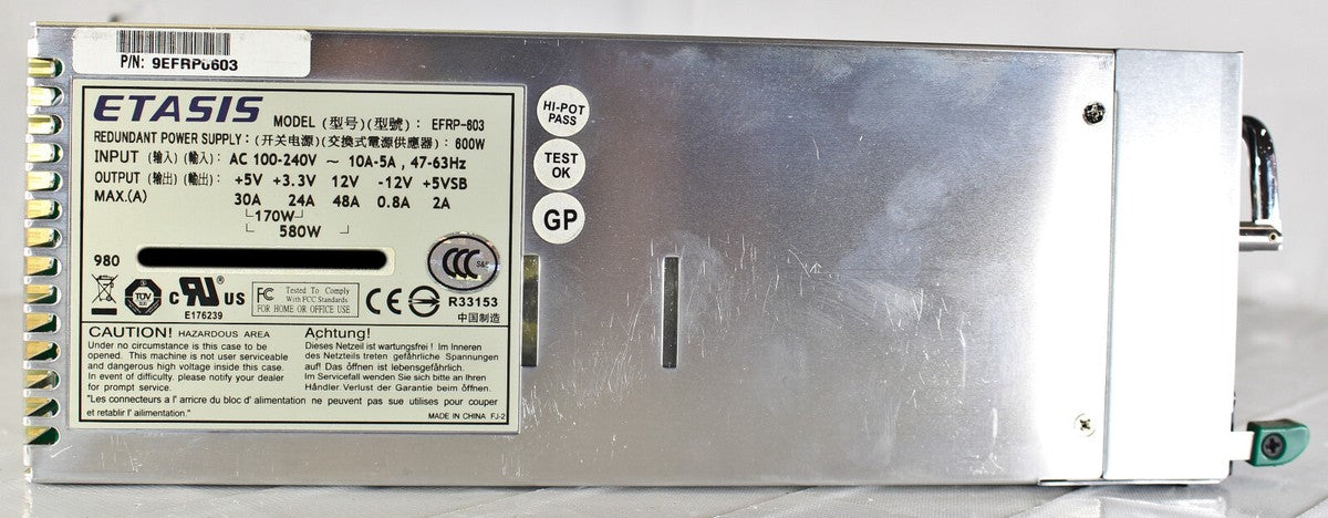 Etasis EFRP-603 600W Redundant Power Supply 9EFRP0603