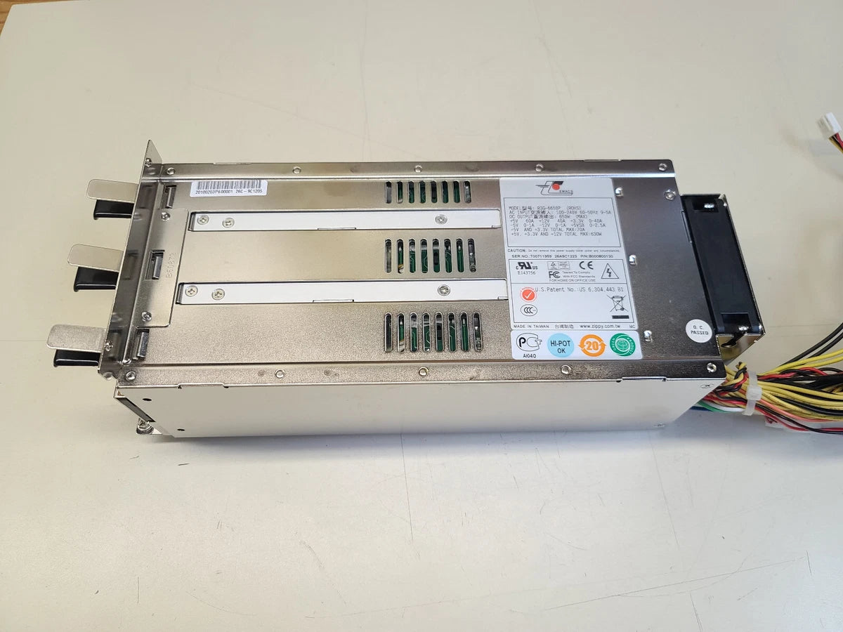 Zippy Emacs 3U 650W 2+1 Redundant PFC EPS12V Power Supply R3G-6650P TESTED