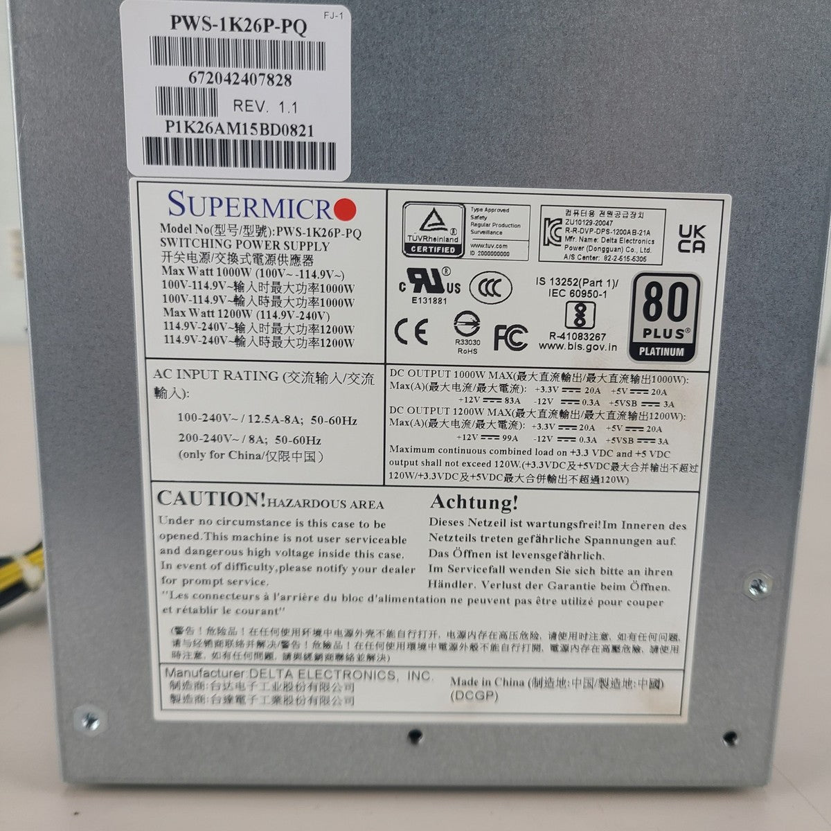 Supermicro PWS-1K26P-PQ 1000W Server Switching Power Supply