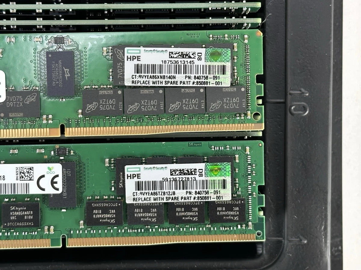HPE 840758-091 1x 32GB 2Rx4 PC4-2666V-R ECC RDIMM DDR4 RAM Memory Micron Hynix