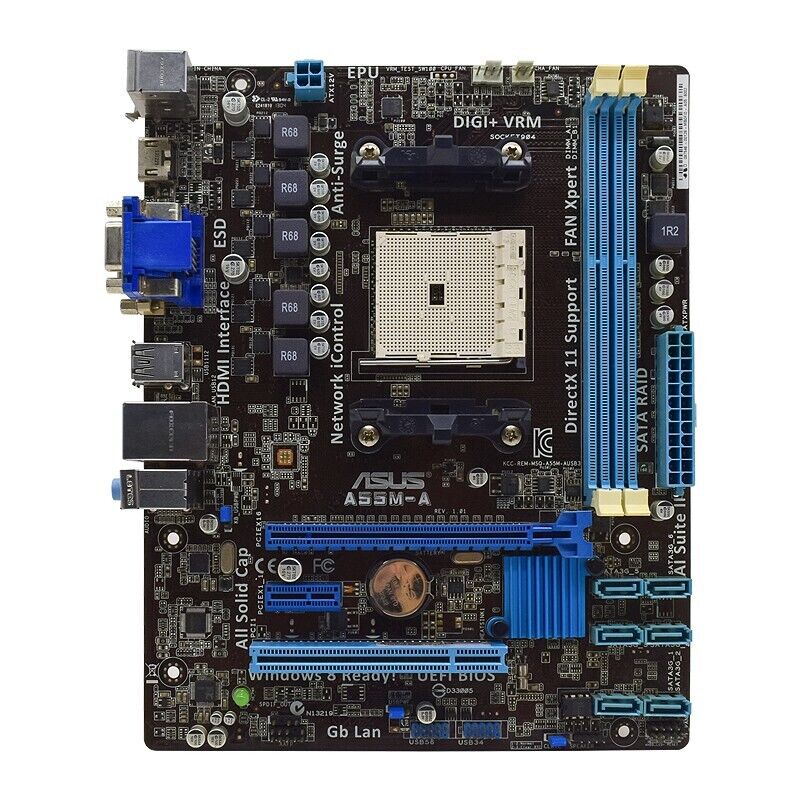 Asus A55M-A AMD A55 FCH FM2 DDR3 SATA2 HDMI DVI-D VGA Audio uATX Desktop Motherboard