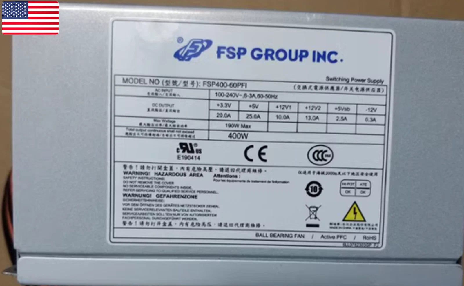 One Brand New FSP FSP400-60PFI Power Supply - US Stock