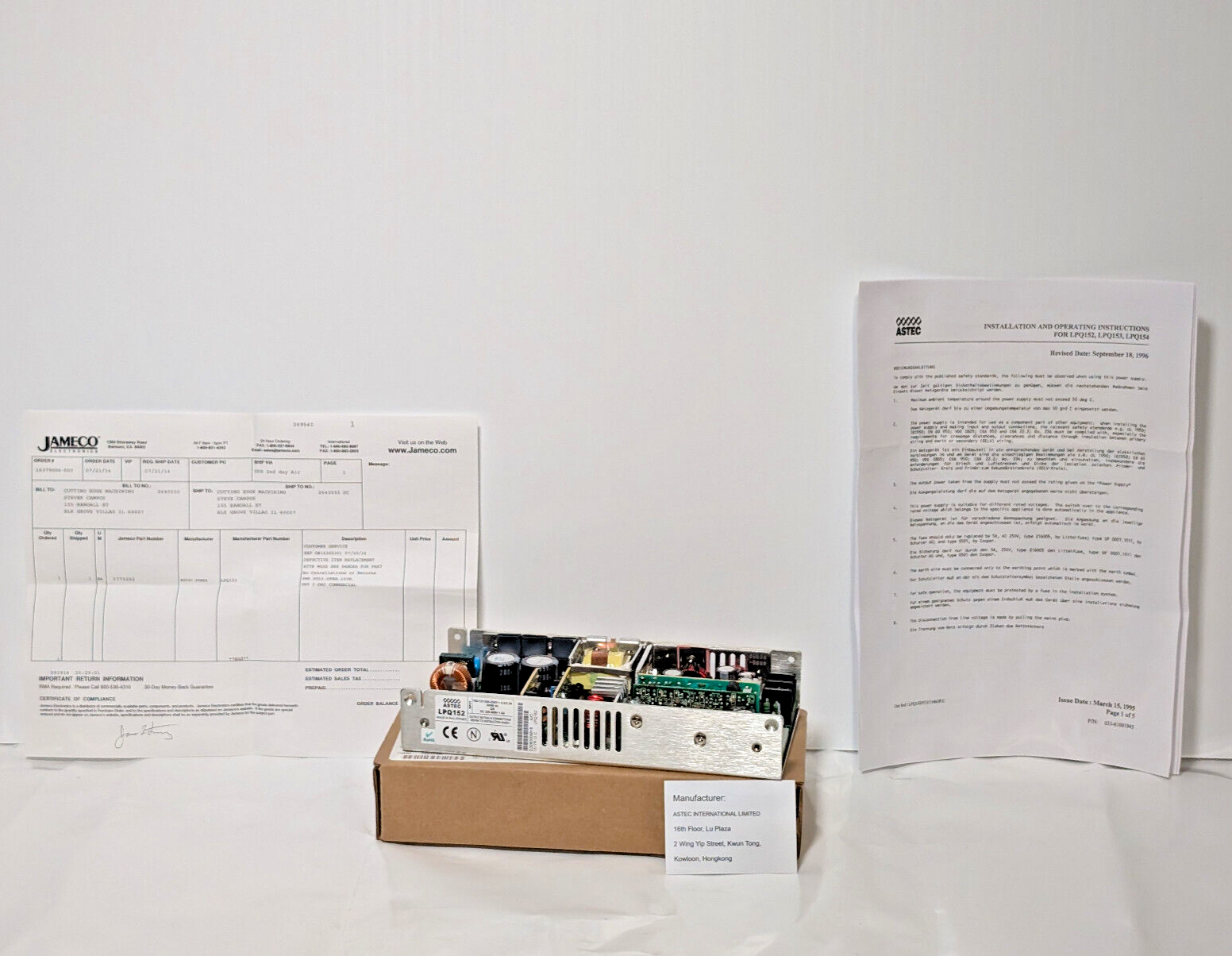 Astec LPQ152 Power Supply -New in Box- 100-127/200-250 V, 4.2/2.2 A, 50/60 Hz