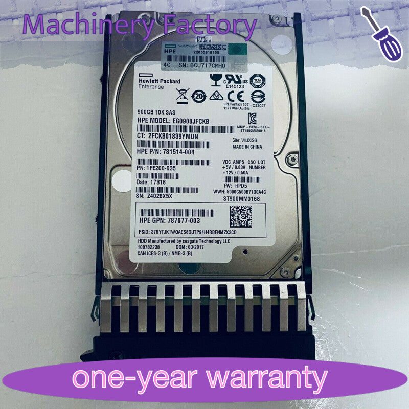 HP 787647-001 J9F47A 900GB SAS 10K 2.5in 12Gbps MSA SFF ENT HDD Hard Drive