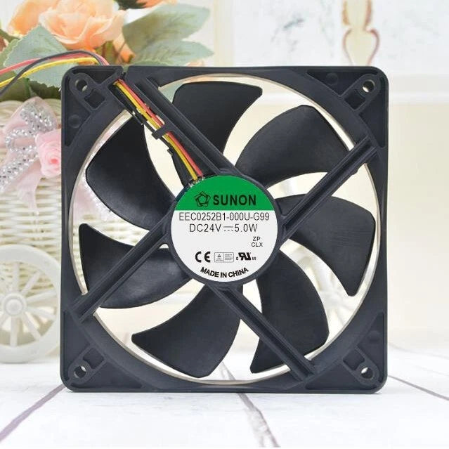 1 PCS SUNON Fan EEC0252B1-000U-G99 DC24V 5.0W 12025 12CM 3 wire cooling fan|256599872106