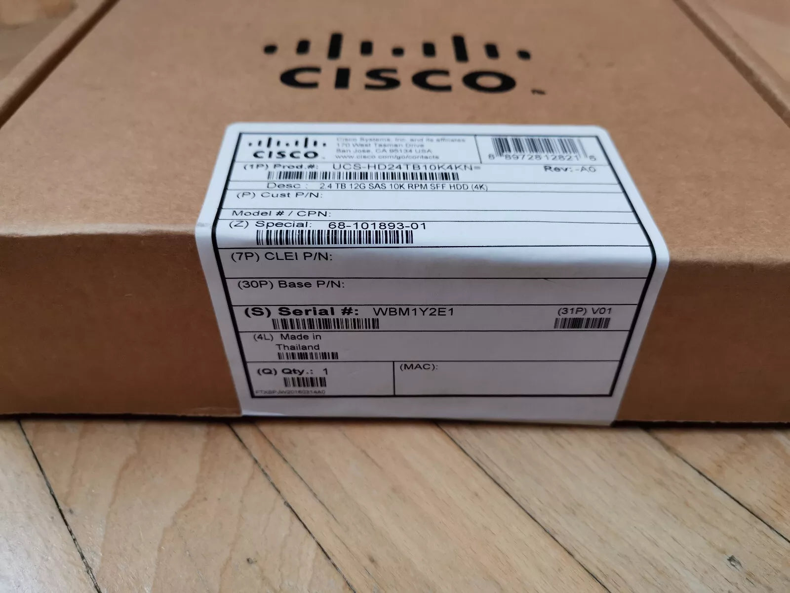 HDD SAS 2.4TB 12G 10K RPM SFF (4K NEW Cisco 68-101893-01 / UCS-HD24TB10K4KN