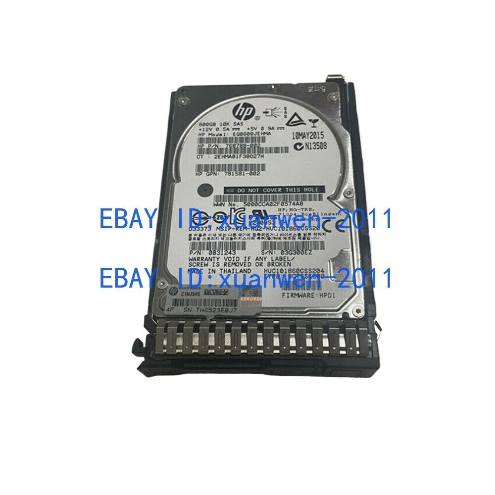781577-001 HP 600GB 12G SAS 10K SFF 2.5 SC HDD 781516-B21 768788-002 #A6-41