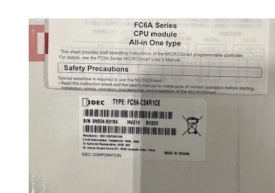 FC6A-C24R1CE Programable Controller IDEC Located in the US CPU Module MicroSmart