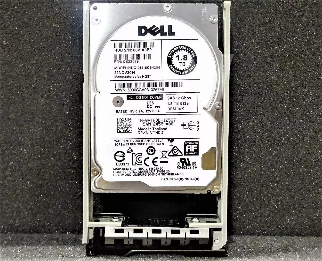 Dell HUC101818CS4204 VTHDD Dell 1.8TB 10KRPM 12Gb/s 2.5" SAS SERVER HDD|226867870220