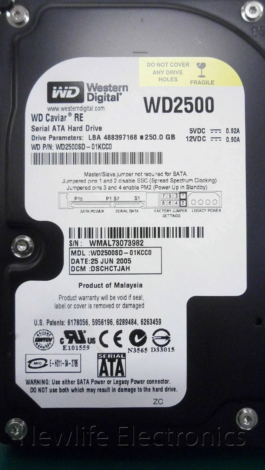 Western Digital 250GB RE 7200 RPM 8MB Cache SATA 1.5Gb/s 3.5" Hard Drive - WD2500SD