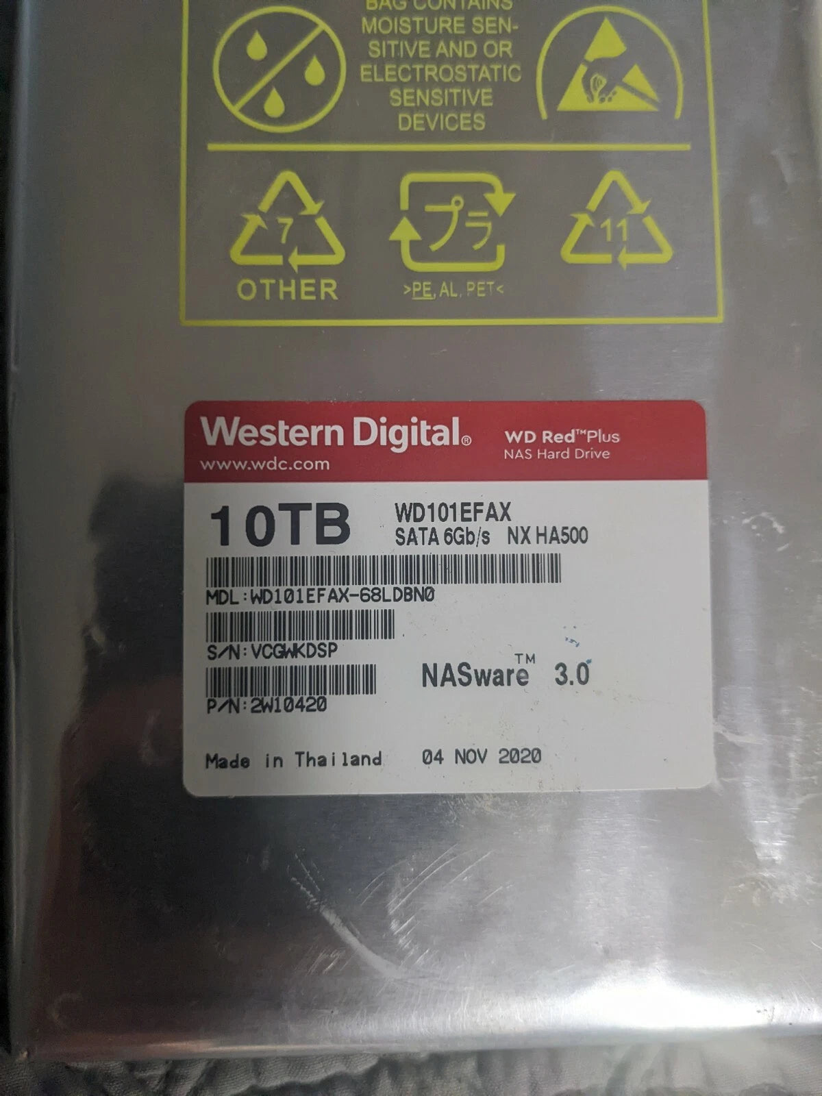 Western Digital 10TB HDD Red NAS Hard Drive 5400RPM 256MB Cache 3.5" WD101EFAX