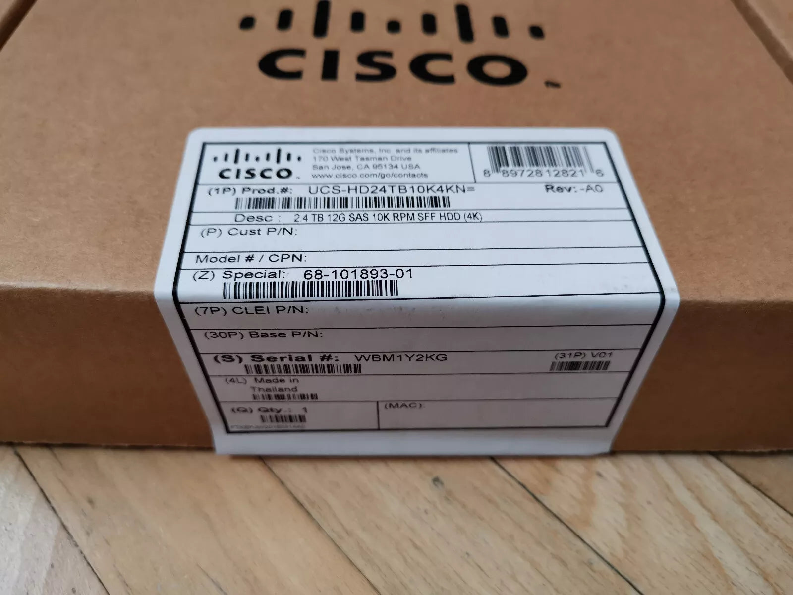 HDD SAS 2.4TB 12G 10K RPM SFF (4K NEW Cisco 68-101893-01 / UCS-HD24TB10K4KN