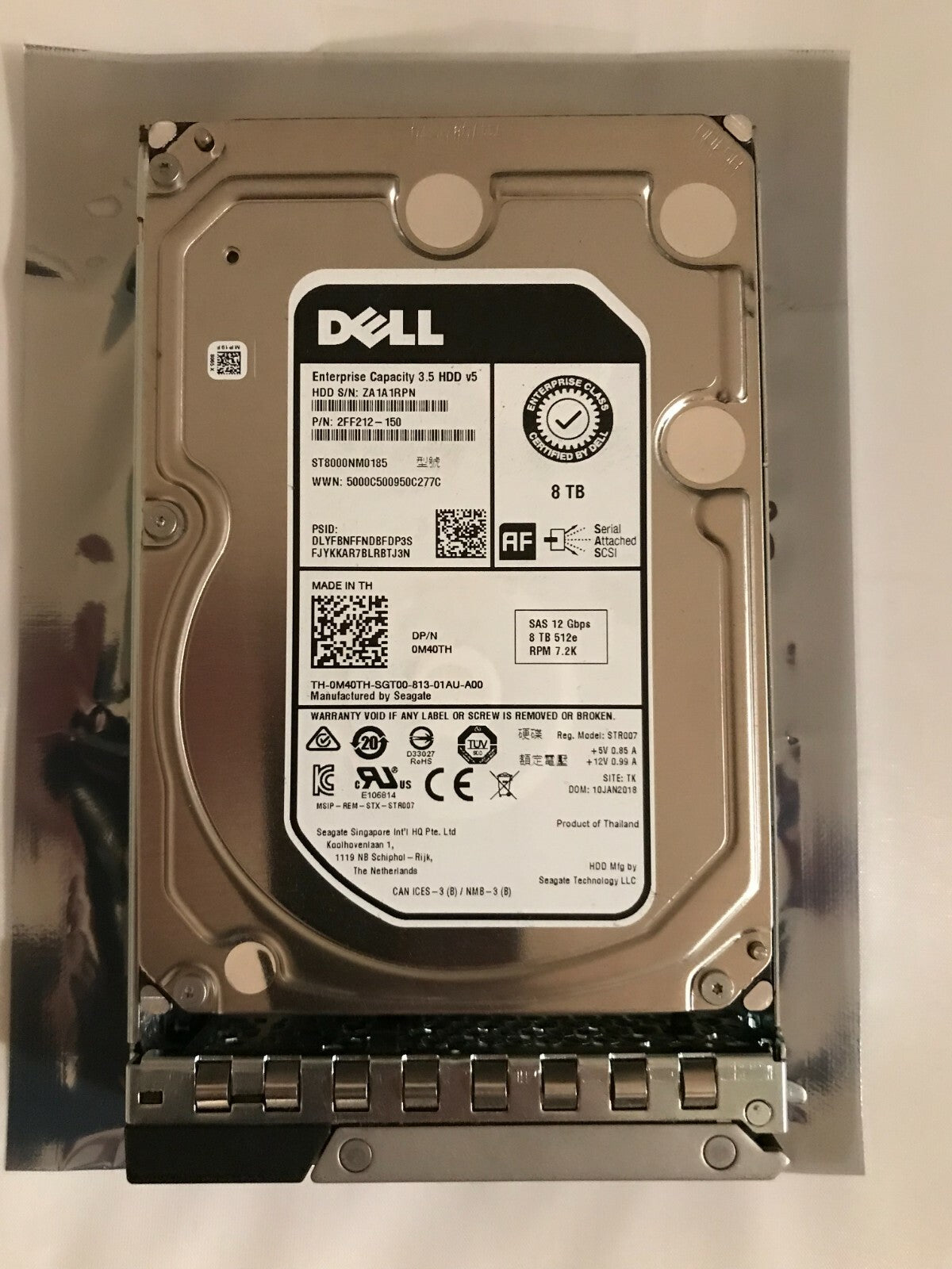 M40TH DELL SEAGATE ST8000NM0185 8TB 7.2K SAS 3.5" 12Gb/s R540 R440 T350 0M40TH