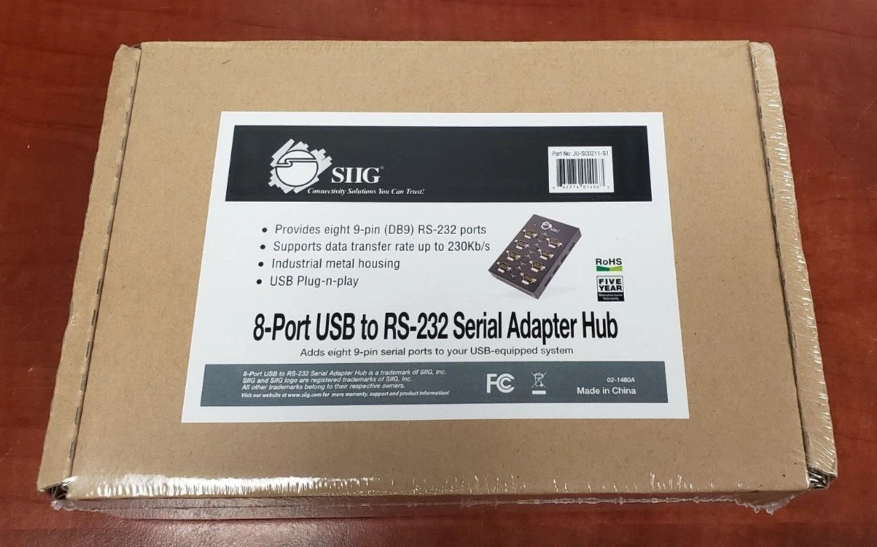 Sealed SIIG 8-Port USB to RS-232 Serial Adapter Hub JU-SC0211-S1