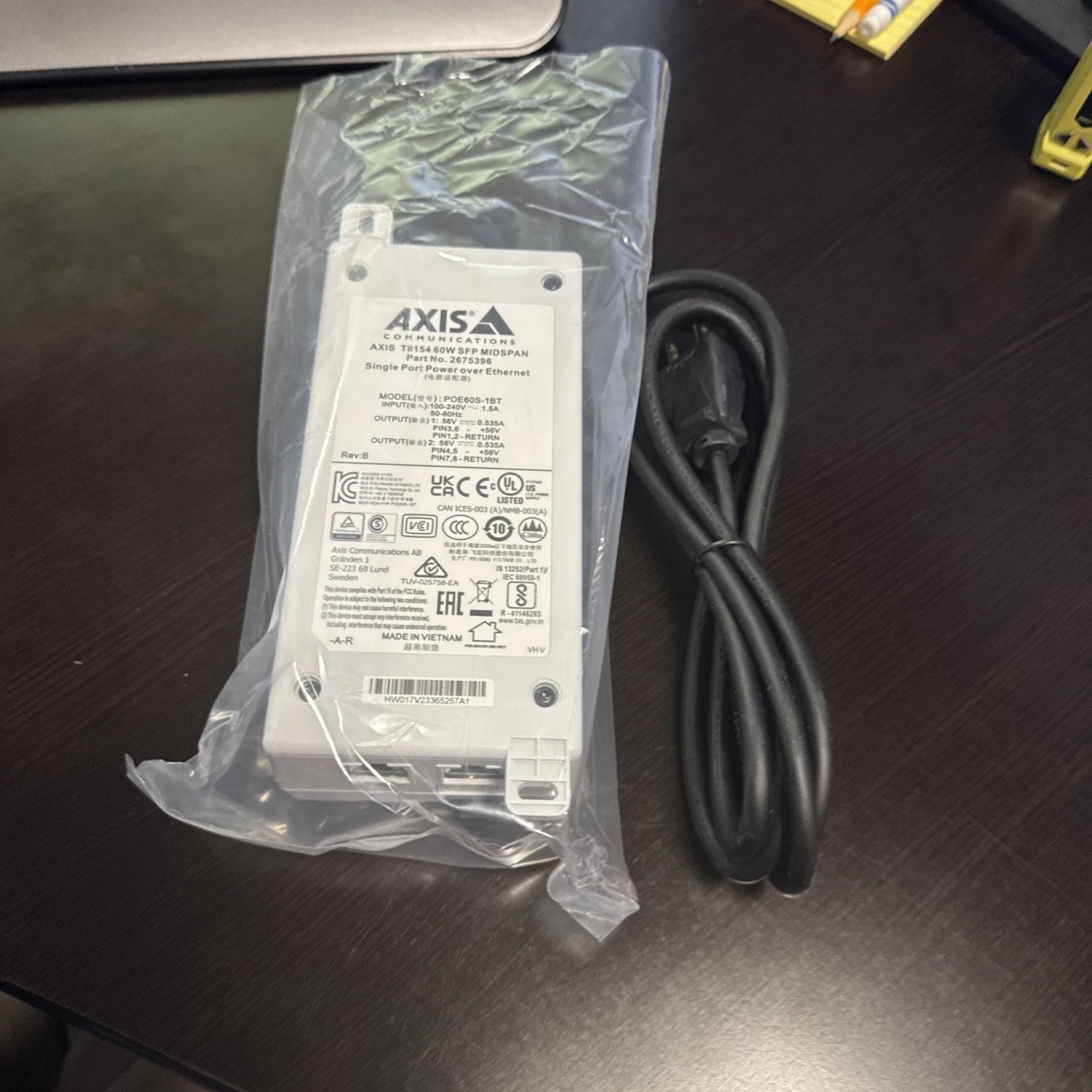 AXIS COMMUNICATION, 5901-001-01, T8154 60W SFP MIDSPAN, POE60S-1BT 56V, Free Shi