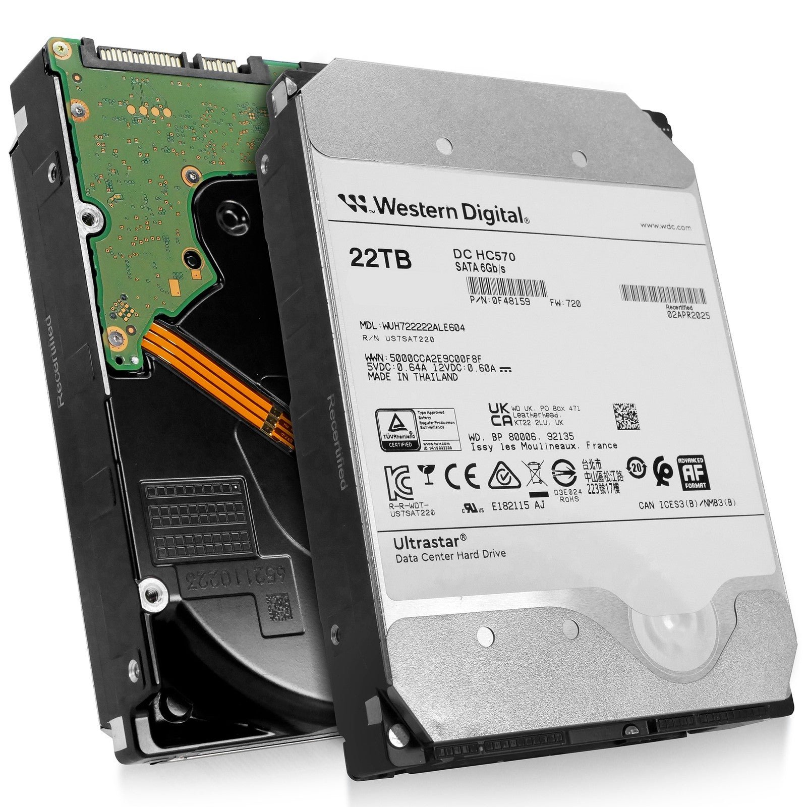 WD Ultrastar HC570 22TB WUH722222ALE604 0F48159 7.2K RPM SATA 6Gb/s 3.5" HDD