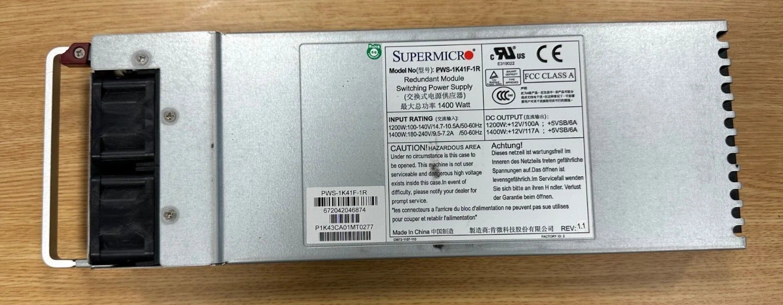 Supermicro PWS-1K41F-1R 1200W 1400W Switching Power Supply