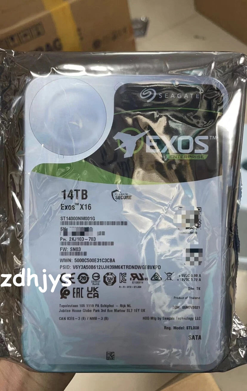 ST14000NM001G Seagate 14TB Exos X16 512e 3.5" SATA 6Gb/s Enterprise Hard Drive#