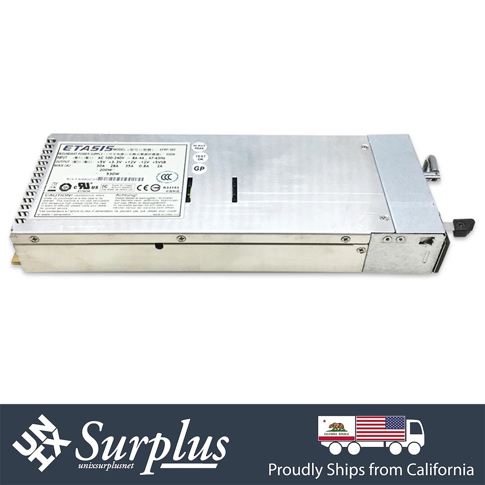Etasis 550W Redundant 1U Hot-swappable RoHS Server Power Supply