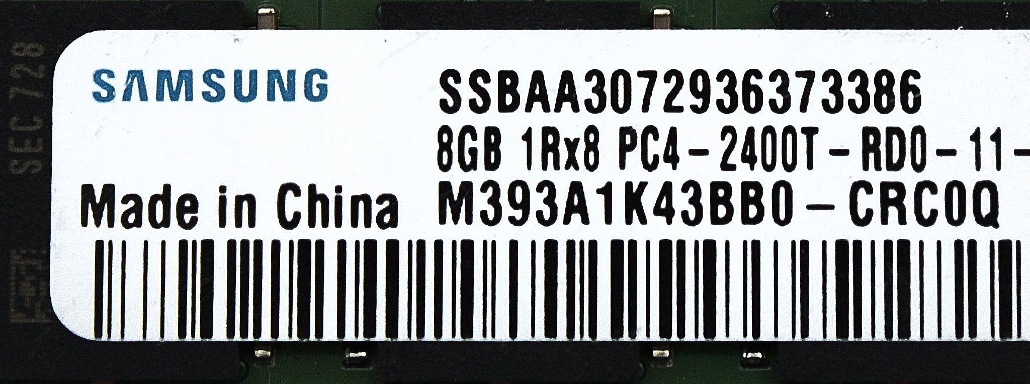 Samsung M393A1K43BB0-CRC0Q 8GB PC4-19200T DDR4-2400 1RX8 ECC