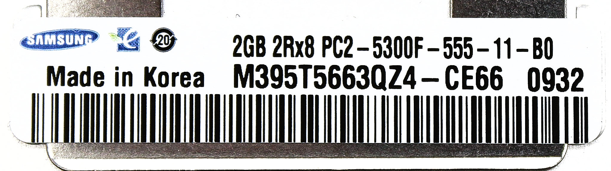 Samsung M395T5663QZ4-CE66 2GB PC2-5300F DDR2-667 2RX8 ECC