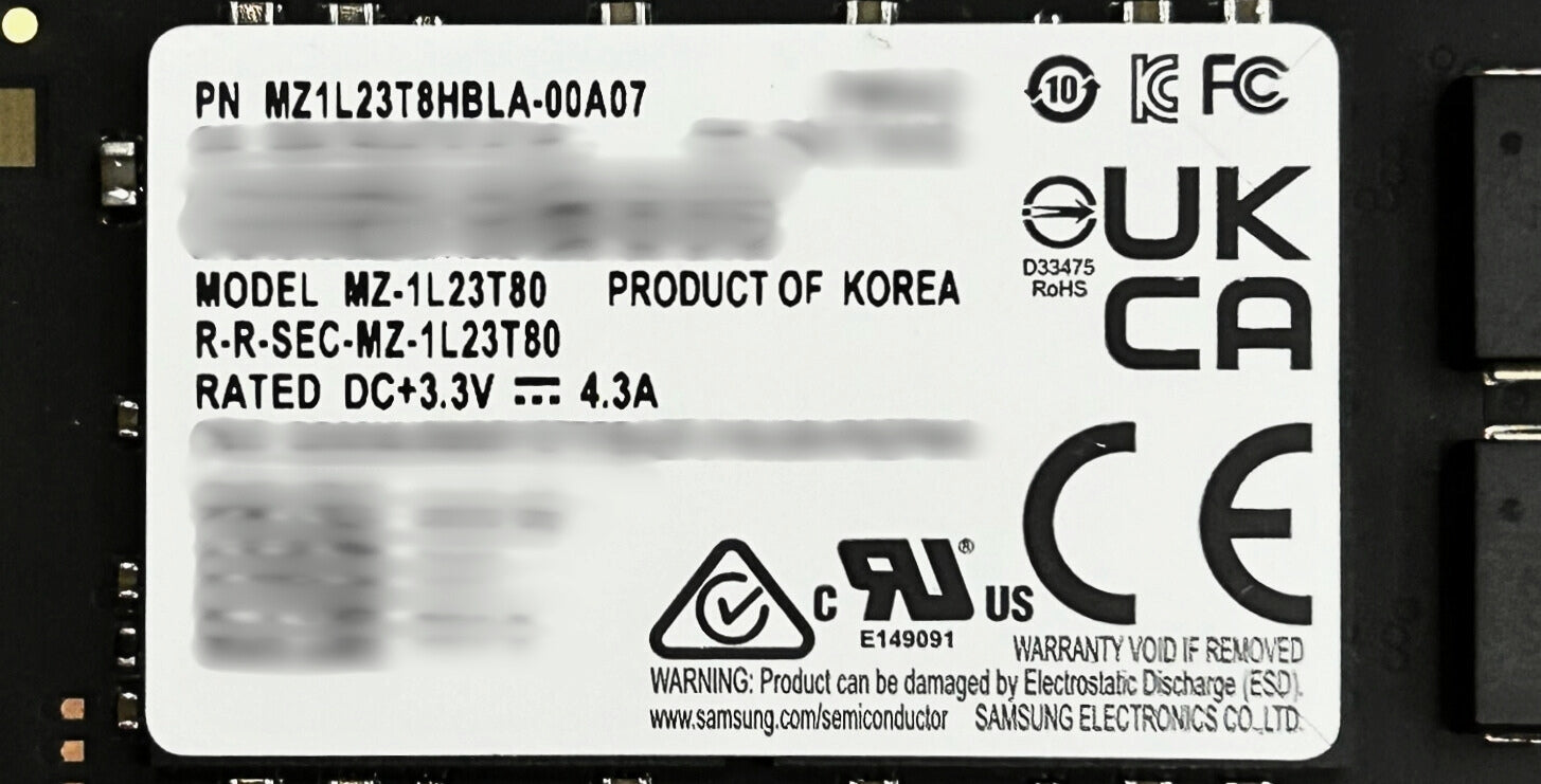 Samsung MZ1L23T8HBLA-00A07 3.84TB NVME SSD GEN4 M.2 22110 SED PM9A3