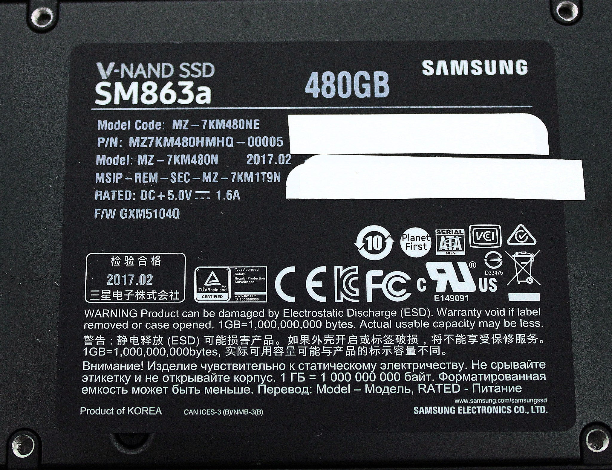 Samsung MZ7KM480HMHQ-00005 480GB SSD SATA 2.5 6G
