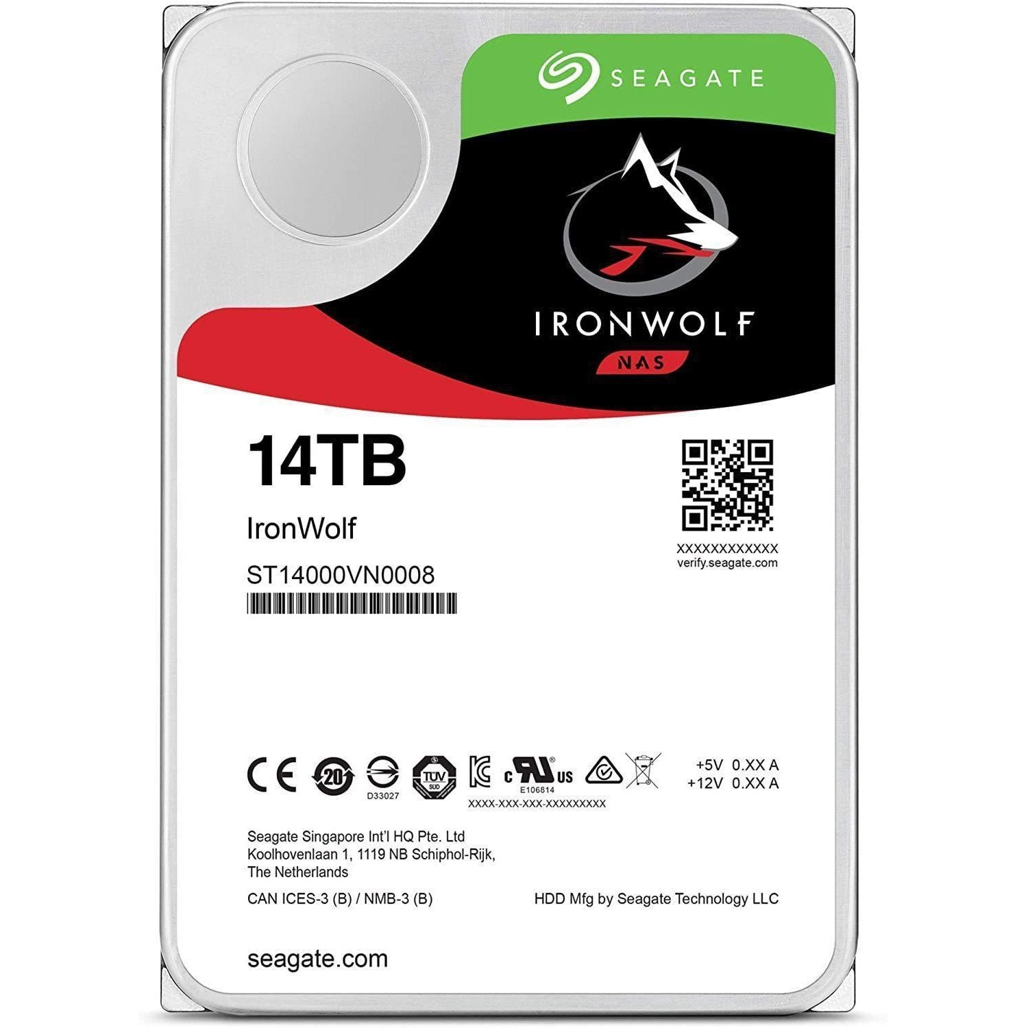 Seagate (ST14000VN0008 IronWolf 14TB NAS Internal Hard Drive HDD – 3.5 Inch SATA 6Gb/s 7200 RPM 256MB Cache for RAID Network Attached Storage