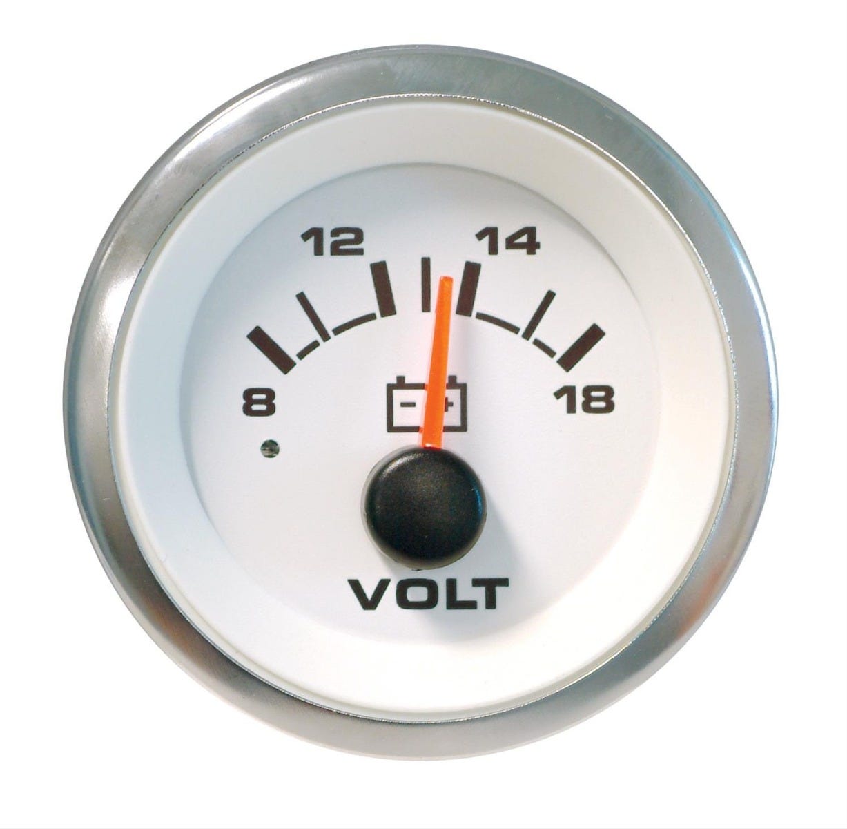 Sierra 62555P White Premier Pro Series 2" SS 12V 8-18 VDC Dial Range Voltmeter, Gauge