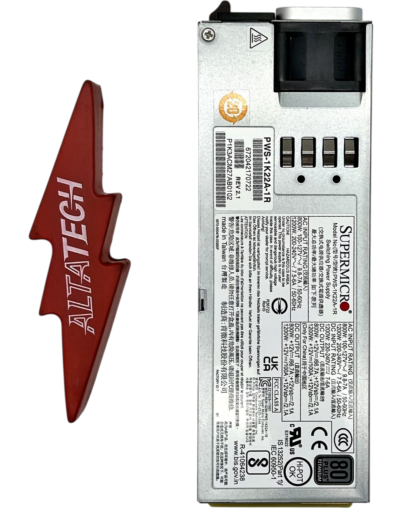SuperMicro PWS-1K22A-1R 1200W POWER SUPPLY 80+ PLAT