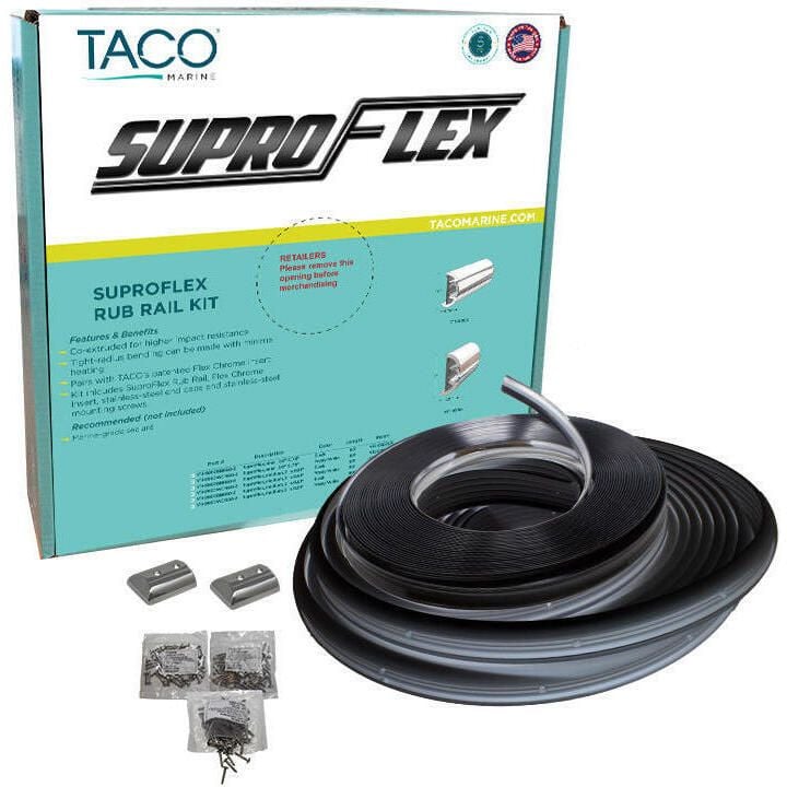 Taco Metals V11-9993BBK60-2 SuproFlex Rub Rail Kit, 2" x 1-1/4" Medium, Black, with Vinyl Overlay Insert