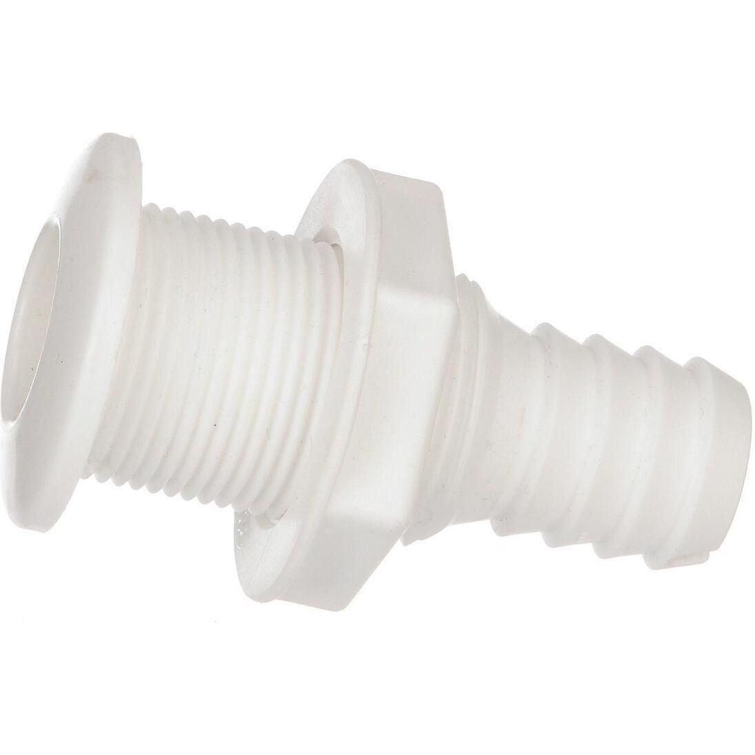 Seachoice 50-18071 Thru-Hull Connector w/ Broad Flange, Fits 1 In. ID Hose, 1-1/4 In. Max Hull