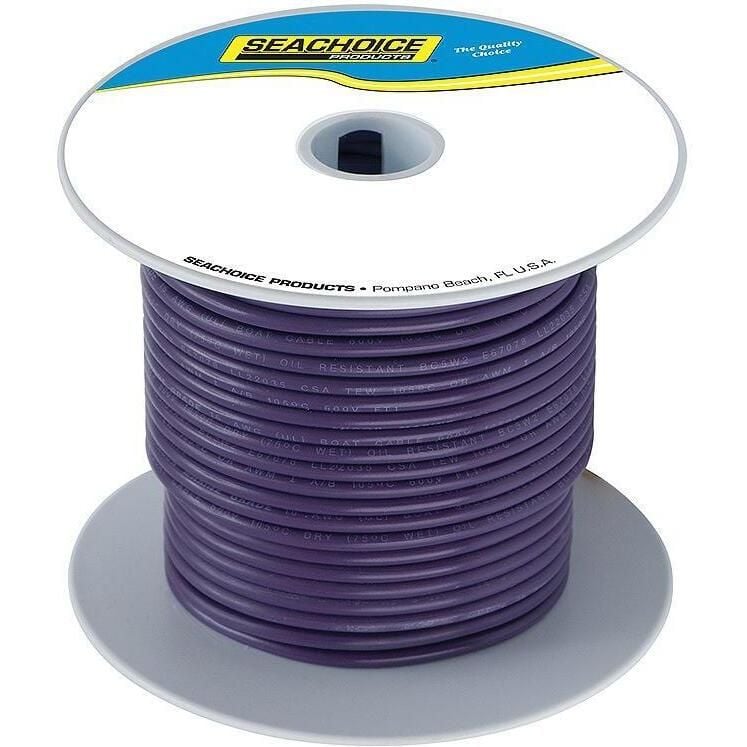 Seachoice 50-63137 Tinned Copper Marine Wire, 16 AWG, Purple, 100'