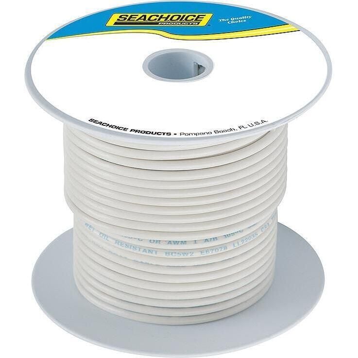 Seachoice 50-63146 Tinned Copper Marine Wire, 18 AWG, White, 100'