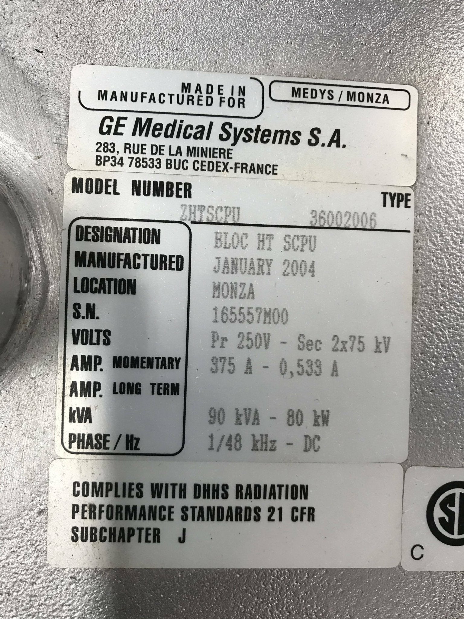 ZHTSCPU High Voltage Tank (36002006/2219639 GE