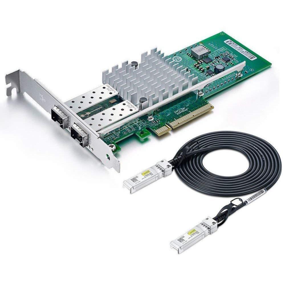 10Gtek for Intel E10G42BTDA 82599ES Chip 10GbE Ethernet Converged Network Adapter X520-DA2/X520-SR2, PCI-E X8 Dual SFP+ Port