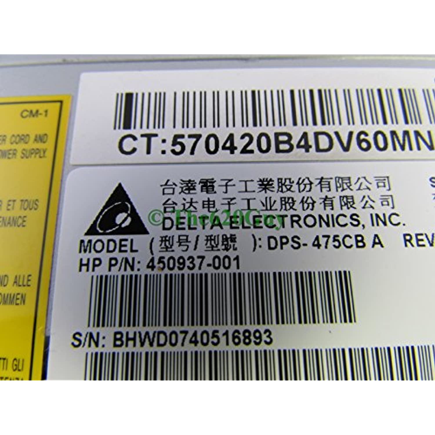 HP Power HP XW4600 WS 475W Power Supply 80 PLUS Certified 450937-001 Delta DPS-475CB A