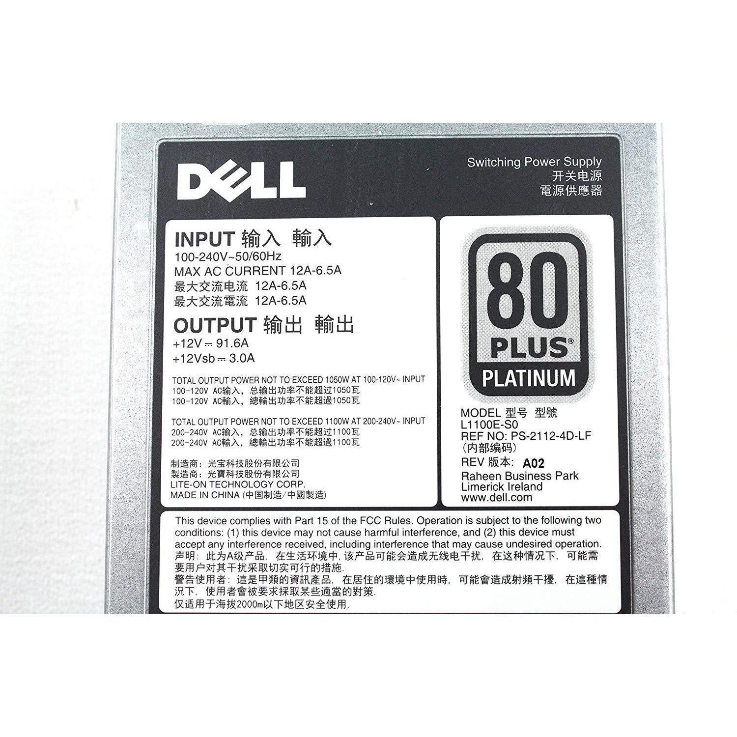Dell Fuente Dell 1100W Redundant Power Supply for PowerEdge R720 Server PN: NTCWP YT39Y GDPF3 GYH9V 7NF52 CC6WF XCVWK HT6GX V1YJ6